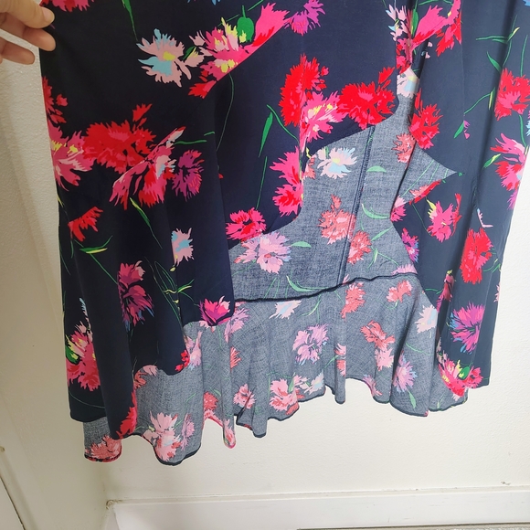 Express Floral Maxi Dress Small Blue Pink Ruffle High Low Wrap Faux Summer Boho - Picture 7 of 16